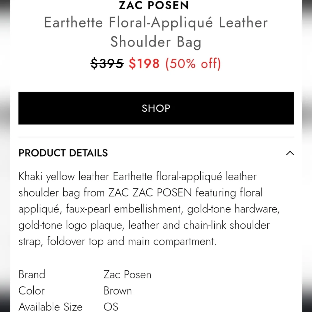 Zac Posen Mustard Yellow Leather Crossbody with White Floral Appliqué - Picture 4 of 14